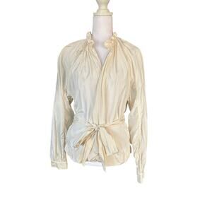 Cream tie front blouse